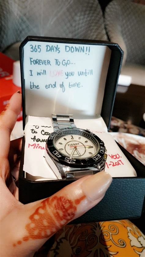 The gift of the perfect boyfriend. Gave him wrist watch with a love note. | 1st anniversary ...