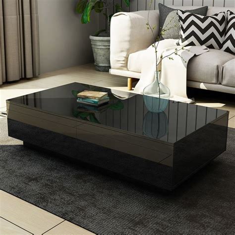 Black High Gloss Coffee Table With Storage Tableideas