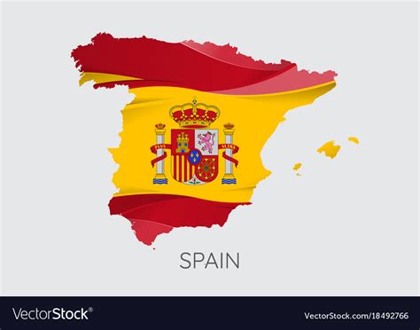 Map Of Spain With Flag Royalty Free Vector Image