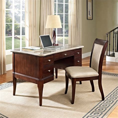 Censi 47 wood and metal desk, student study writing computer desk for desktop computer, home office desk, w46.8 x d23.3 x h29.9 inch, with extra thick 1.6/40mm honeycomb wood top (european marble). Steve Silver Company Marseille Marble Top Writing Desk ...