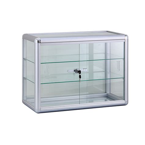 24l X 12w X 18h Silver Aluminum Frame Countertop Glass Display Case