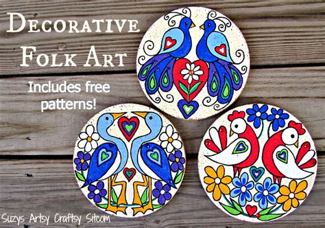 Love Birds Decorative Folk Art With Free Patterns