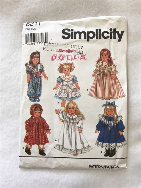 Simplicity Sewing Doll Clothes Pattern 8211 18 Inch Doll Etsy