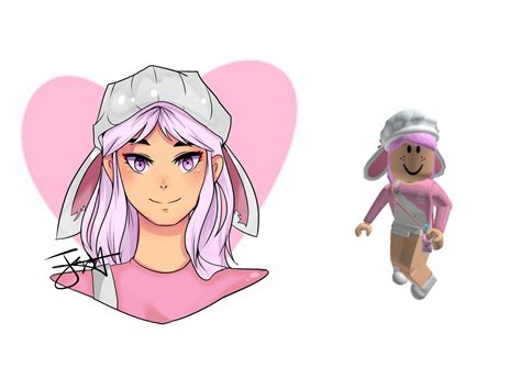 Two Cartoon Characters One With Pink Hair And The Other Wearing A White Bunny Ears Hat