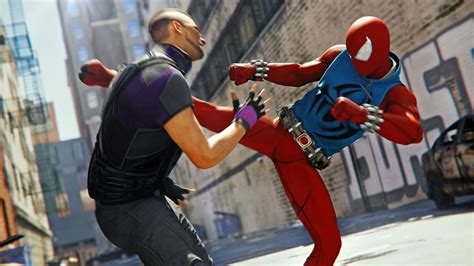 Scarlet Spider Fighting Spider Man Ps4 Video Game Marvel