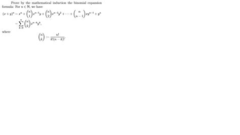 solved prove by the mathematical induction the binomial