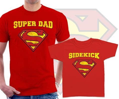 Super Papá Y Sidekick Juego Camisetas De Papá Y Niño Conjunto Padre E