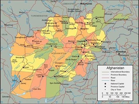 These are secondary level administrative units, one level below the provinc. Map of Afghanistan including the cities and districts of the region