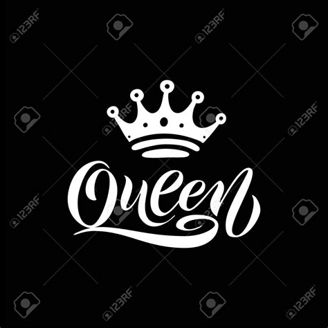 Queen Word With Crown Calligraphy Fun Design To Print On Tee Shirt