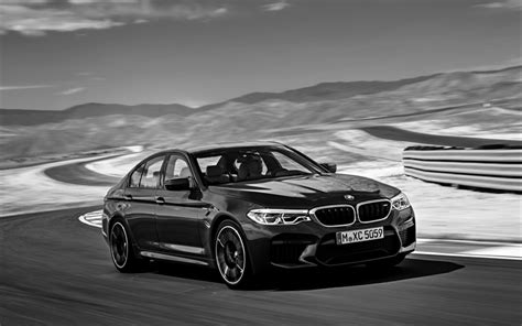 Download Wallpapers Bmw M5 2018 F90 Front View New Black M5 Road