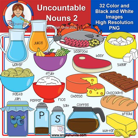 Clip Art Uncountable Nouns 2 Food Made By Teachers