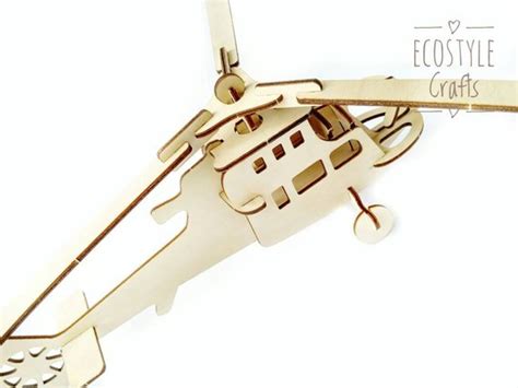 3d Helicopter Wood Puzzle 3d Model Wooden Helicopter T From Etsy