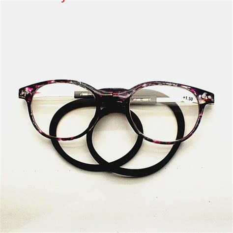 Folding Reading Glasses Resin Lenses Silicon Eyeglasses Top Quality Round Magnet Eyewear