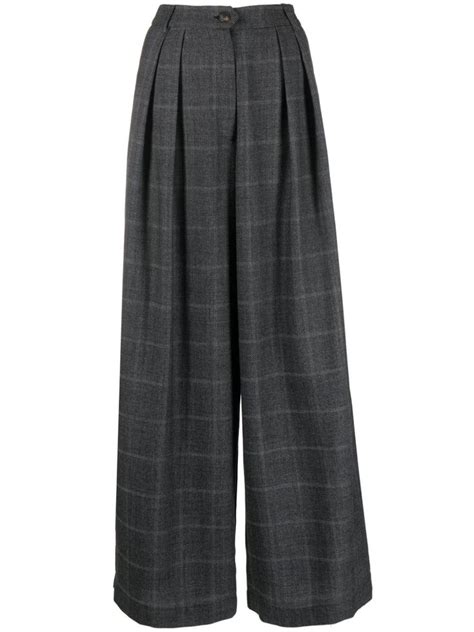 Société Anonyme Andy Checked Pleated Wide Leg Trousers Farfetch Logo Number Italy News Check