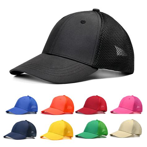 Hat Unisex Summer High Quality Solid Color Mesh Peaked Cap Breathable