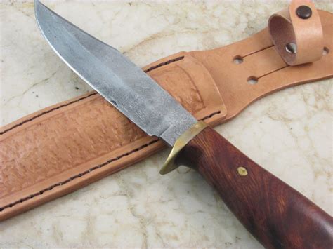Hidden Tang Clip Point Damascus Knife Bladedesert Iron Wood Handle