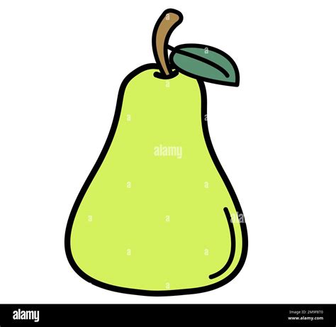 Ilustración De Una Fruta De Pera Verde Con Color Dibujo De Dibujos