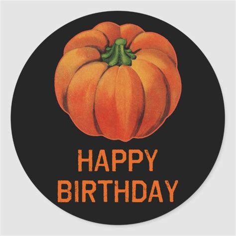 Happy Halloween Birthday With Pumpkin Classic Round Sticker Zazzle