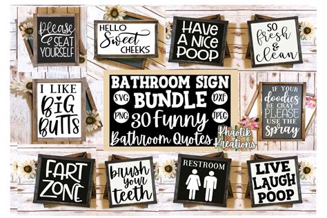 Bathroom Sign Bundle Svg Funny Bathroom Quotes Svg 526136 Cut