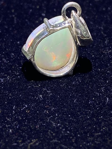 Ethiopian Opal Pendant Sterling Silver X Mm Pear Etsy