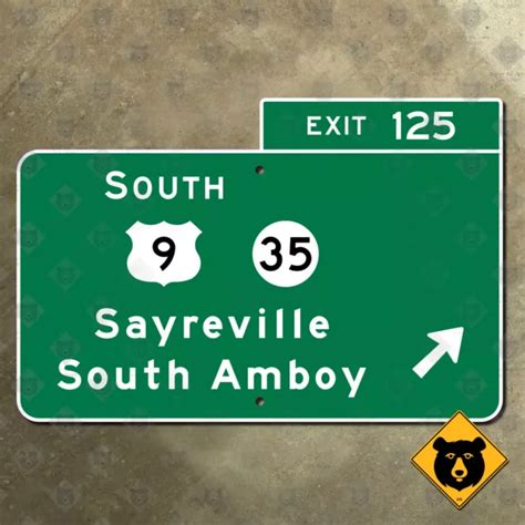 New Jersey Parkway Exit 125 Sayreville S Amboy Highway Road Sign
