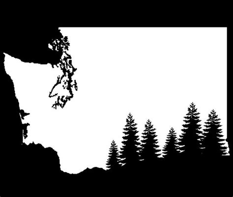 White Washington State Silhouette Evergreen Tree Cutout Poster By