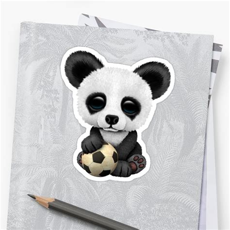 Cute Baby Panda With Football Soccer Ball Sticker By Jeffbartels