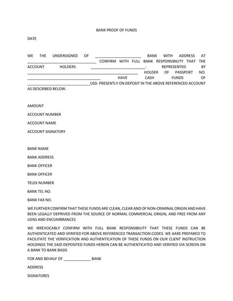 9 Proof Of Funds Letter Template Download Word Pdf