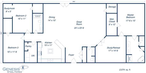Size, this floor plan offers you a 4 bedrooms barndominium with 2 bathroom. Steel home plan. $65,000--Wow! | Pole barn house plans ...