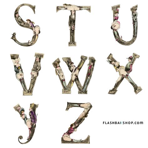 the erotic alphabet 1880 magnets letters s z flashback shop