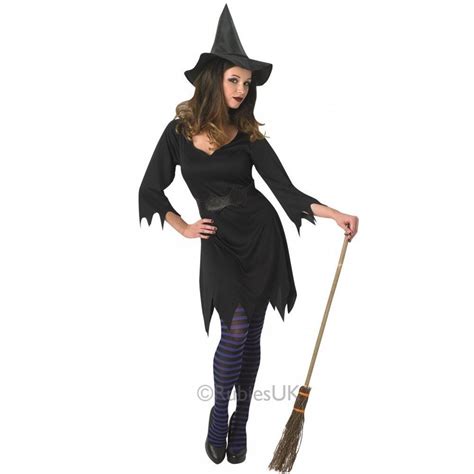 Ladies Black Enchanting Witch Halloween Fancy Dress Costume Outfit