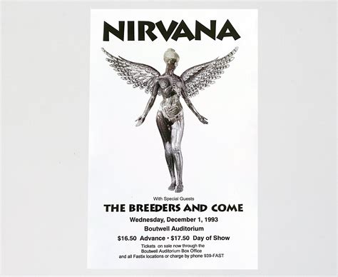 Nirvana 1993 In Utero Tour Concert Poster Rare Re Print Etsy