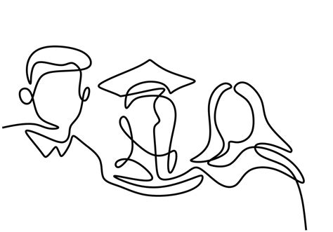 One Continuous Line Drawing Of Graduation Student Happy Student Who Is
