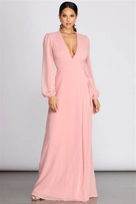 Cool Pink Wrap Dress Long Sleeve References Inspireya