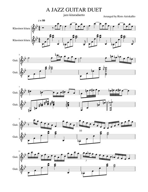 Here is a link directly to their classical guitar sheet music collection. A JAZZ GUITAR DUET Sheet music for Guitar | Download free ...