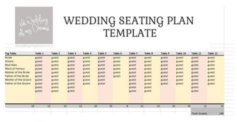 Wedding Seating Plan Template And Planner Free Download