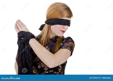 Woman Hands Tied Up And Blindfolded Royalty Free Stock Photo Image