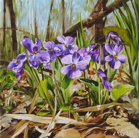 Wild Violets Original Oil Painting On Canvas Violet Flowers Etsy Hong