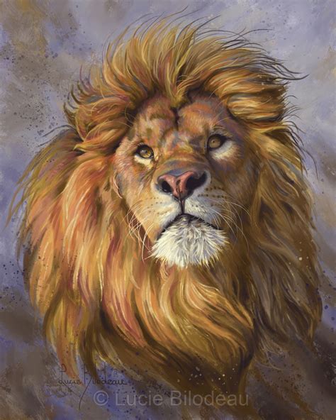 An Oil Painting Of A Lions Face