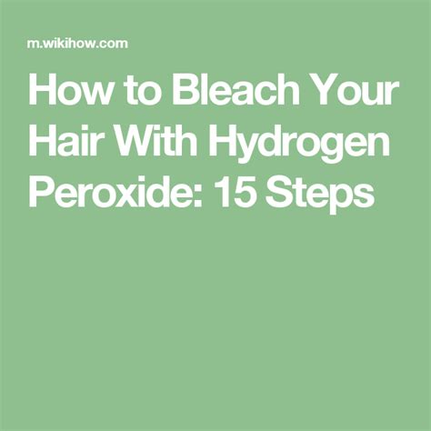 Ammonia simply activates the peroxide. Bleach Your Hair With Hydrogen Peroxide | Bleaching your ...