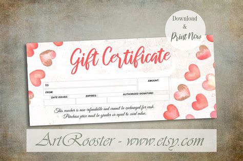 Printable Valentine Photography T Certificate Template T Card