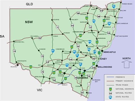 Cities Map Of New South Wales •