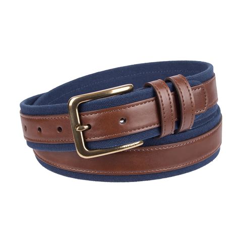 Nautica Mens Canvas Belt With Leather Overlay Ebay