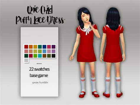 Child Puffy Lace Dress At Qvoix Escaping Reality Sims 4 Updates