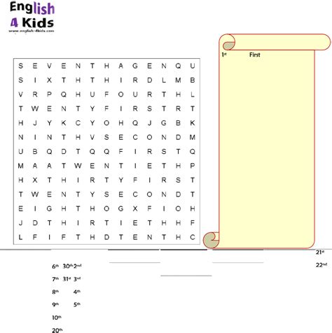 Ordinal Numbers Word Search | Ordinal numbers, Document sharing, Numbers