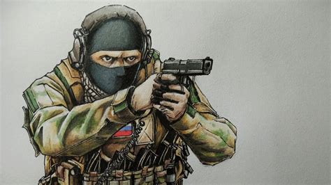 Military Art Drawing Russian Spetsnaz Alpha Group Youtube