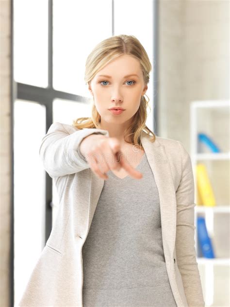 businesswoman pointing her finger stock image image of friendly attractive 39557553