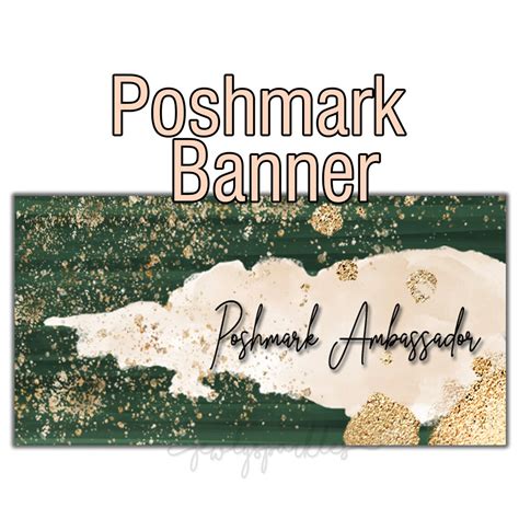 1 Poshmark Banner Gold Splatter Green Background Instant Etsy