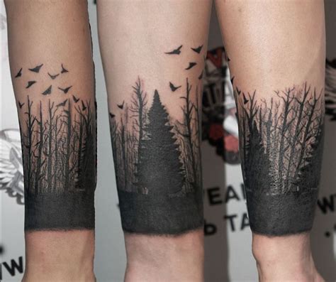 forest tattoo on forearm blackwork by aleksandr puhno tattoos forest tattoos classy tattoos