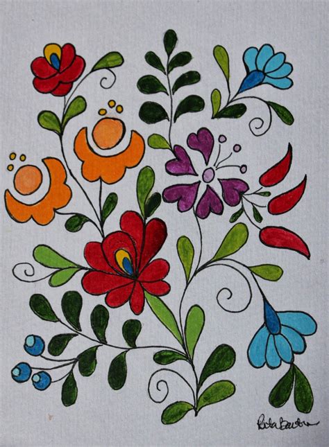Rita Barton Painted Hungarian Folk Art Flowers
